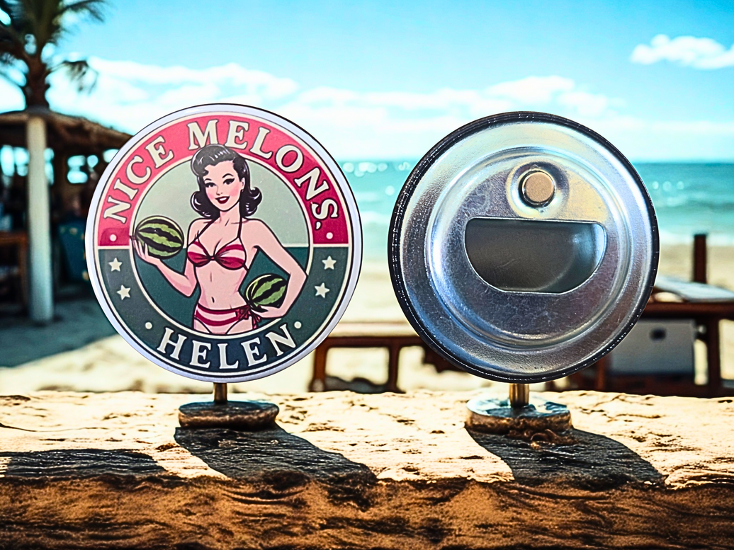 '50s Retro "Nice Melons, Helen"  2.25-Inch Stamped Bottle Opener