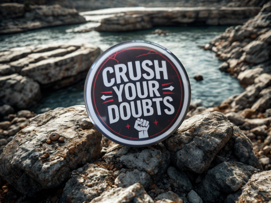 "Crush Your Doubts" motivational magnet 