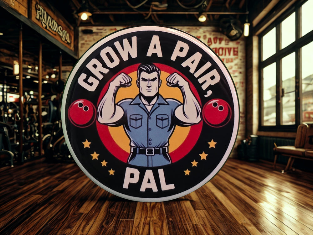 '50s Retro "Grow A Pair, Pal" 2.25-Inch Stamped Magnetic Bottle Opener