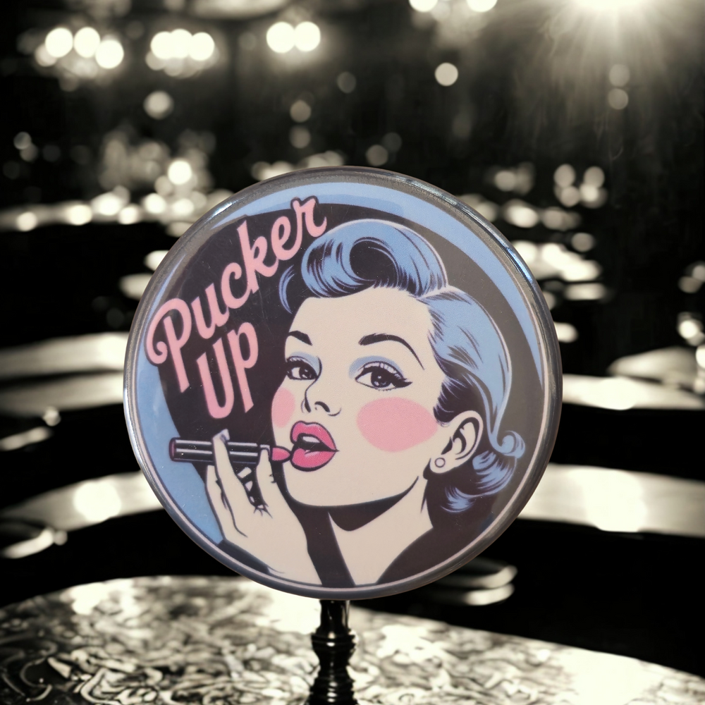 "Pucker Up" - '50s Stamped Magnetic Bottle Opener (2.25 in)