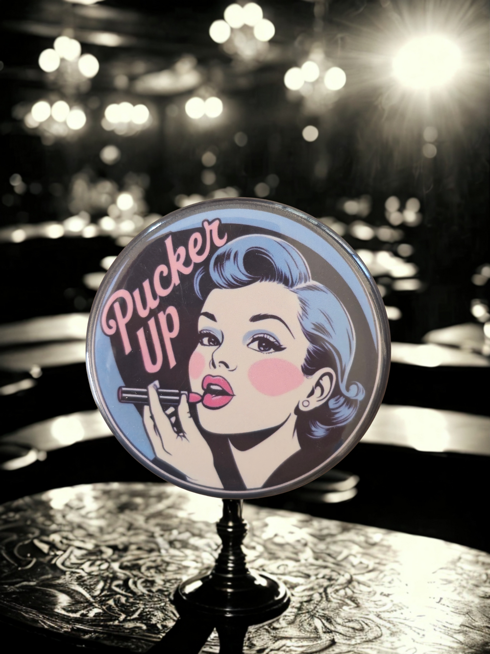 "Pucker Up" - '50s Stamped Magnetic Bottle Opener (2.25 in)