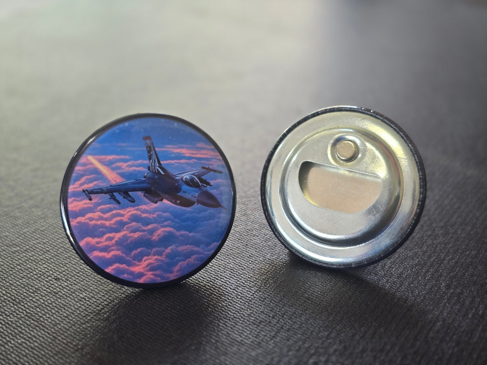 F-16 Fighter Jet Sunset Magnetic Bottle Opener