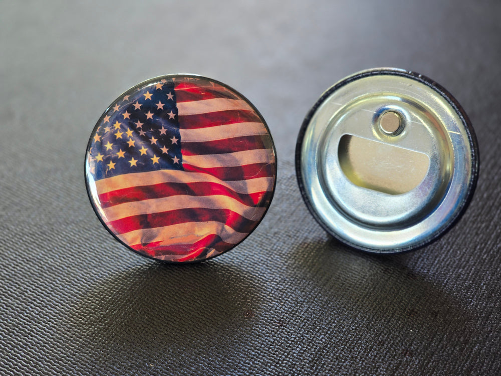 Vintage American Flag Sunset Magnetic Bottle Opener