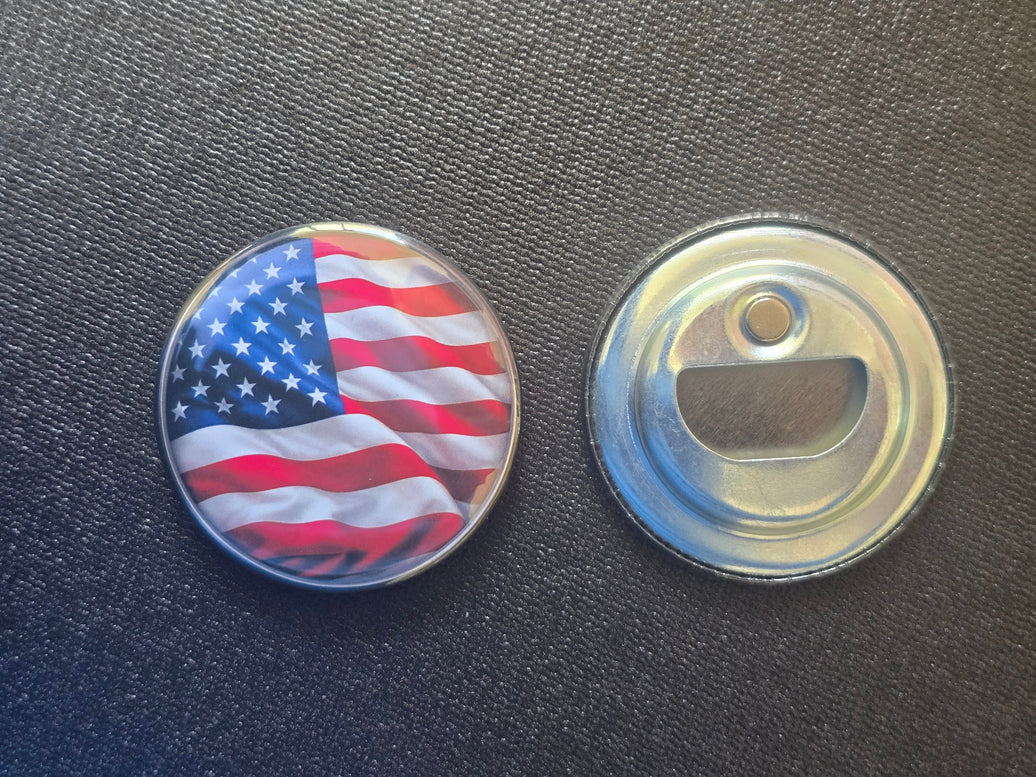 Patriotic American Flag Waving Magnetic Bottle Opener