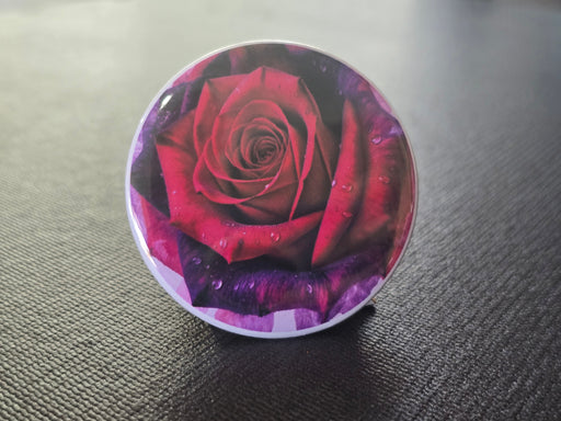 Custom pocket mirror with rose photo design