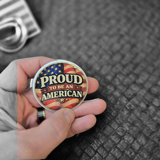Proud to Be an American Bottle Opener close-up in hand